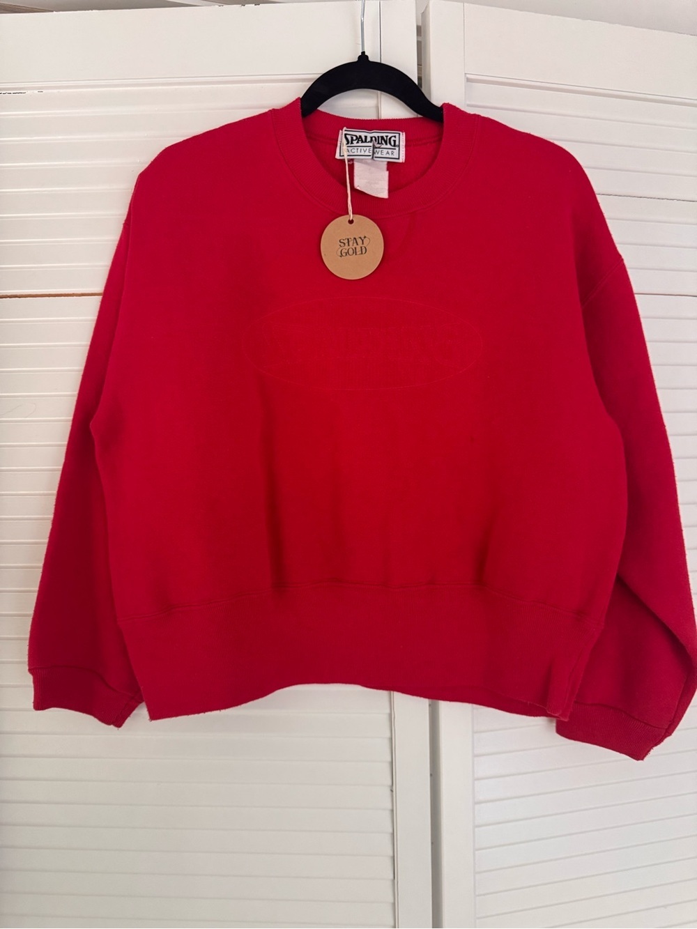 Vintage Spalding Red Crewneck Sweatshirt - Women's Sweater